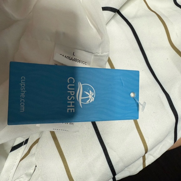 Cupshe White Stripe Sleeveless Surplice Midi Dress - Picture 7 of 7